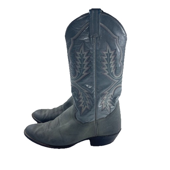 VTG Sanders Cowboy Boots Exotic Elephant Western Men's Sz 8.5 D Gray Rockabilly - Picture 2 of 9